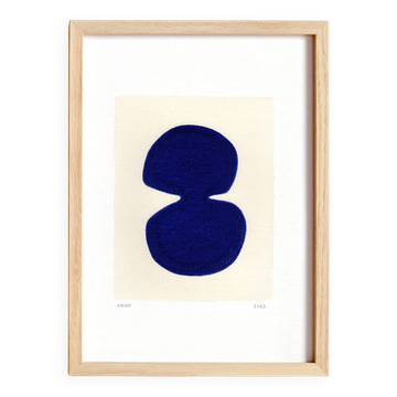 abstract painting on ultramarine blue paper signed Eawy