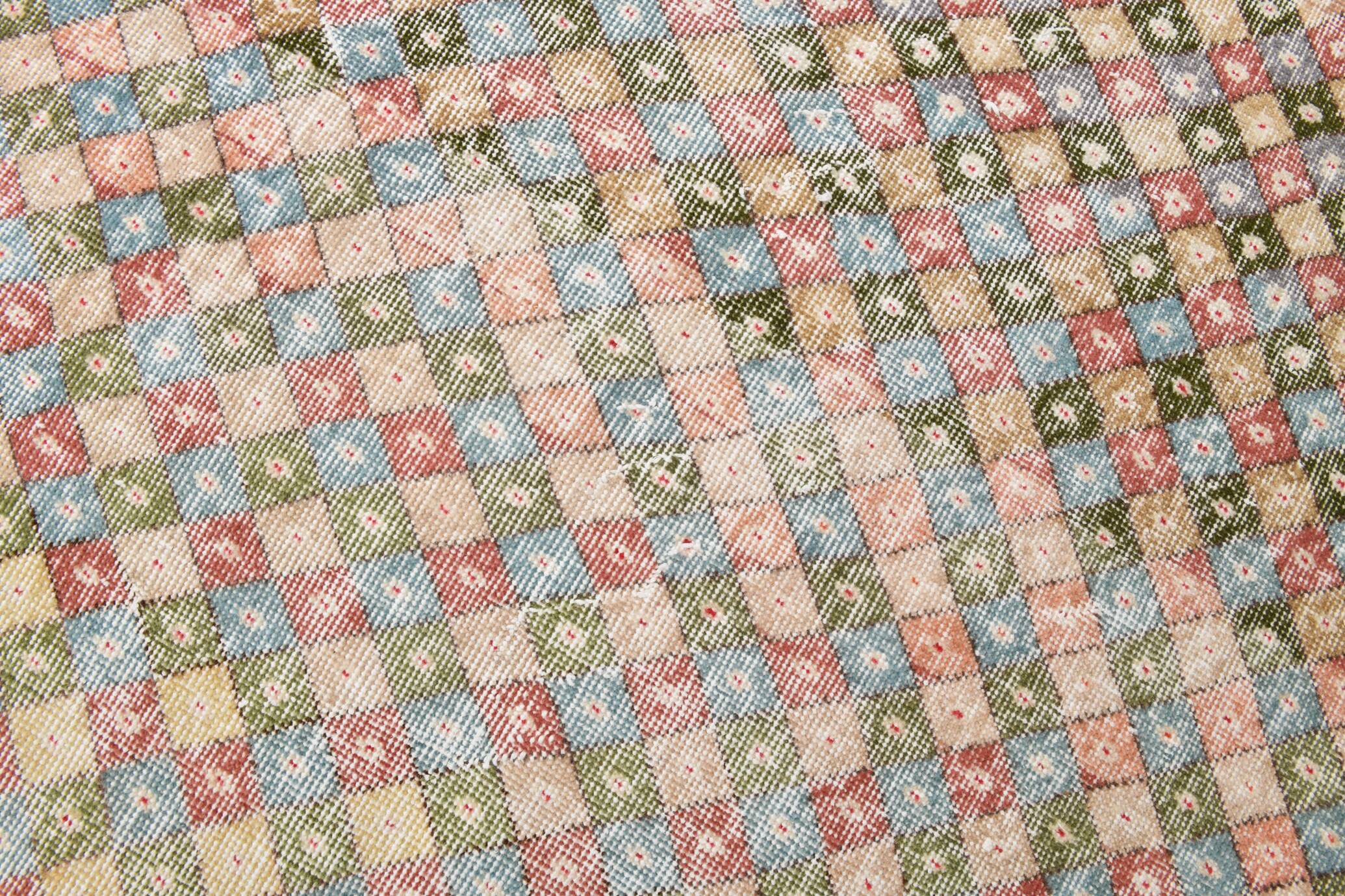 4x6 Vintage Geometric Style Multicolor Vintage Rug, 124x165Cm