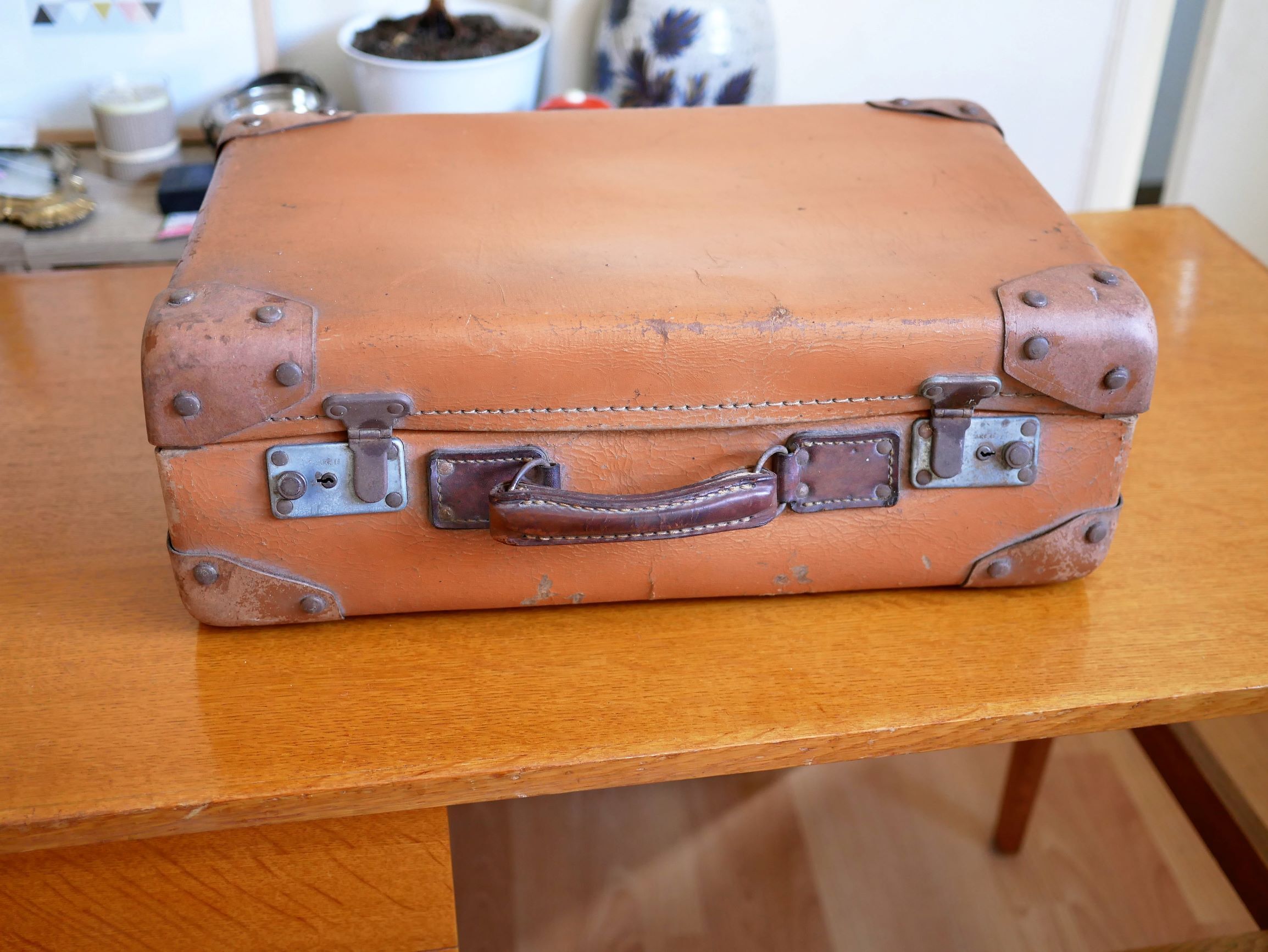 Vintage leather suitcase