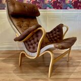 "Pernilla" armchair leather "Bruno Mathsson" 1960.