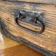 Antique French Wood Iron and Hide Handmade Wood Chest or Trunk