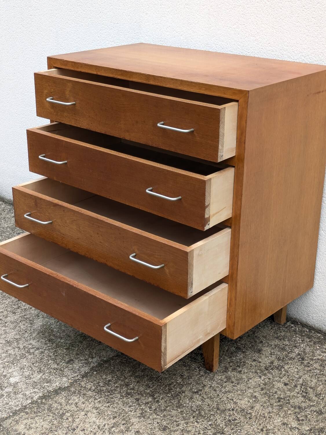 Vintage 1960s chest of drawers with compass foot