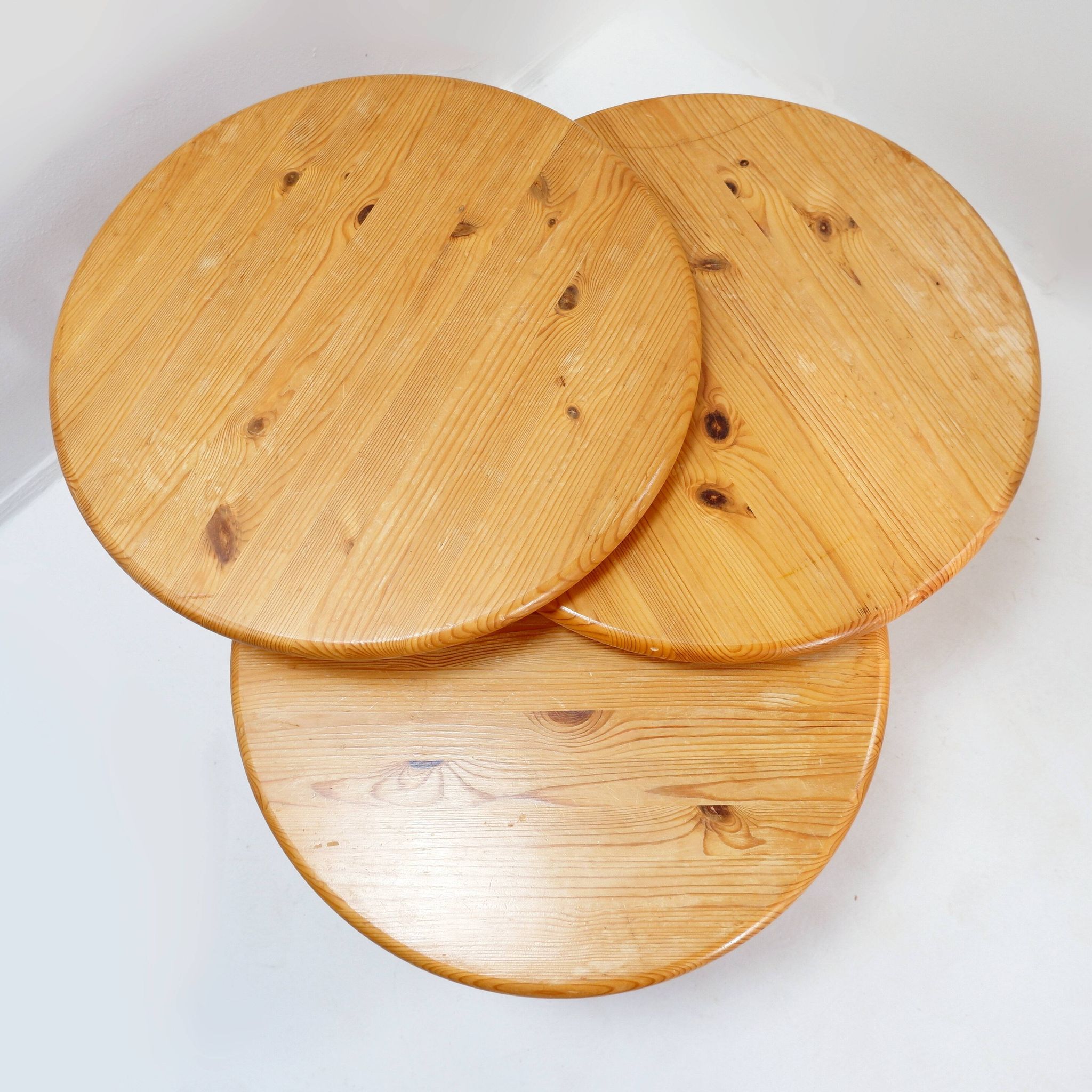 Set of 3 vintage side tables, in the style of Rainer Daumiller