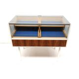 Vintage glass counter / desk with drawers made in the 1970s