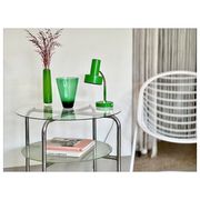 Table d'appoint en métal chrome et verre