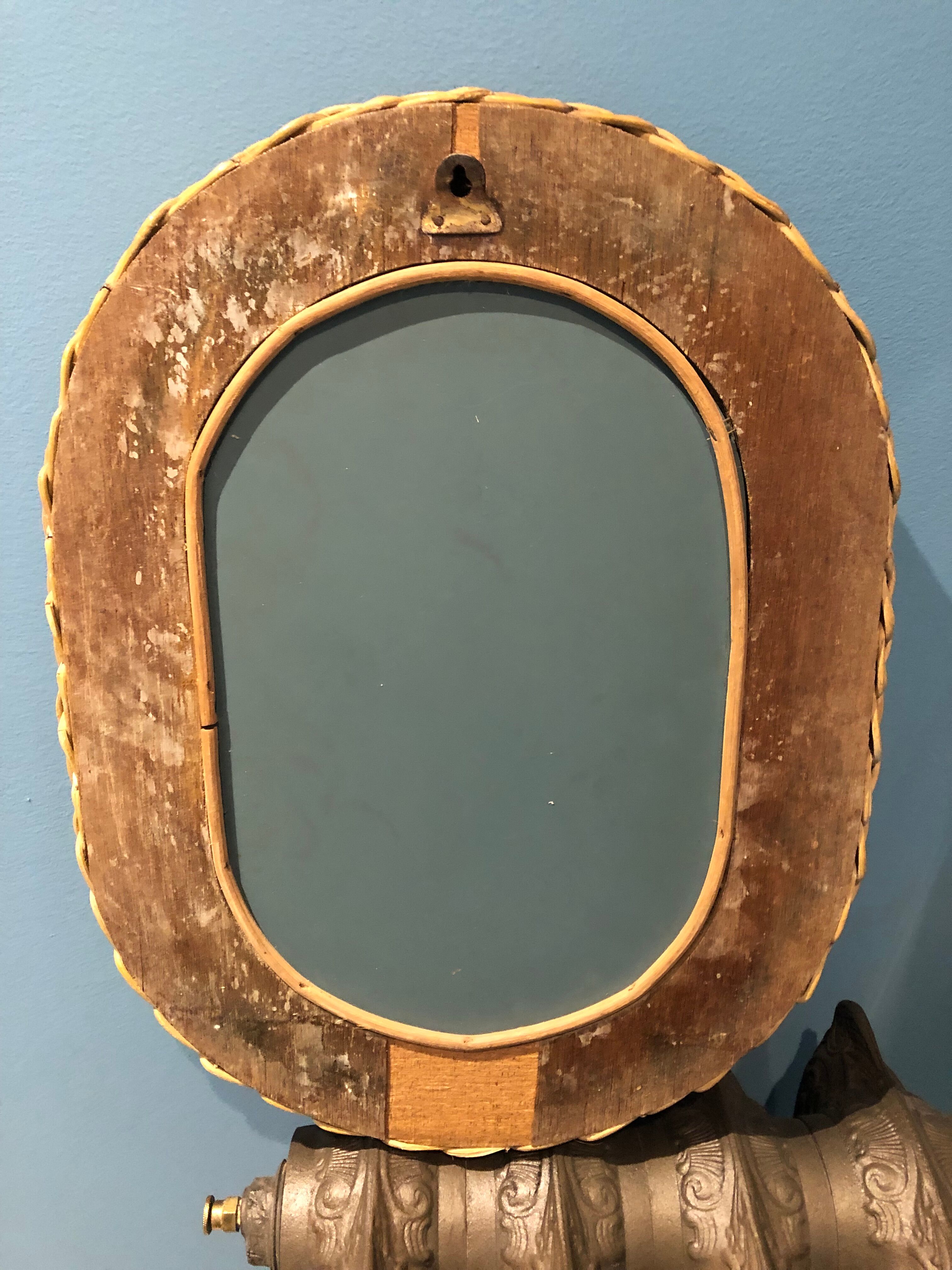 Old rattan mirror tread year 50-60