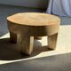 Coffee table, four-legged low table in natural solid monoxyle mango wood.