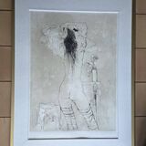 JANSEM Jean lithograph Nude from the Back to the Rose circa 1970