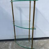 Neoclassical corner or corner seat, 3 levels in white tempered glass