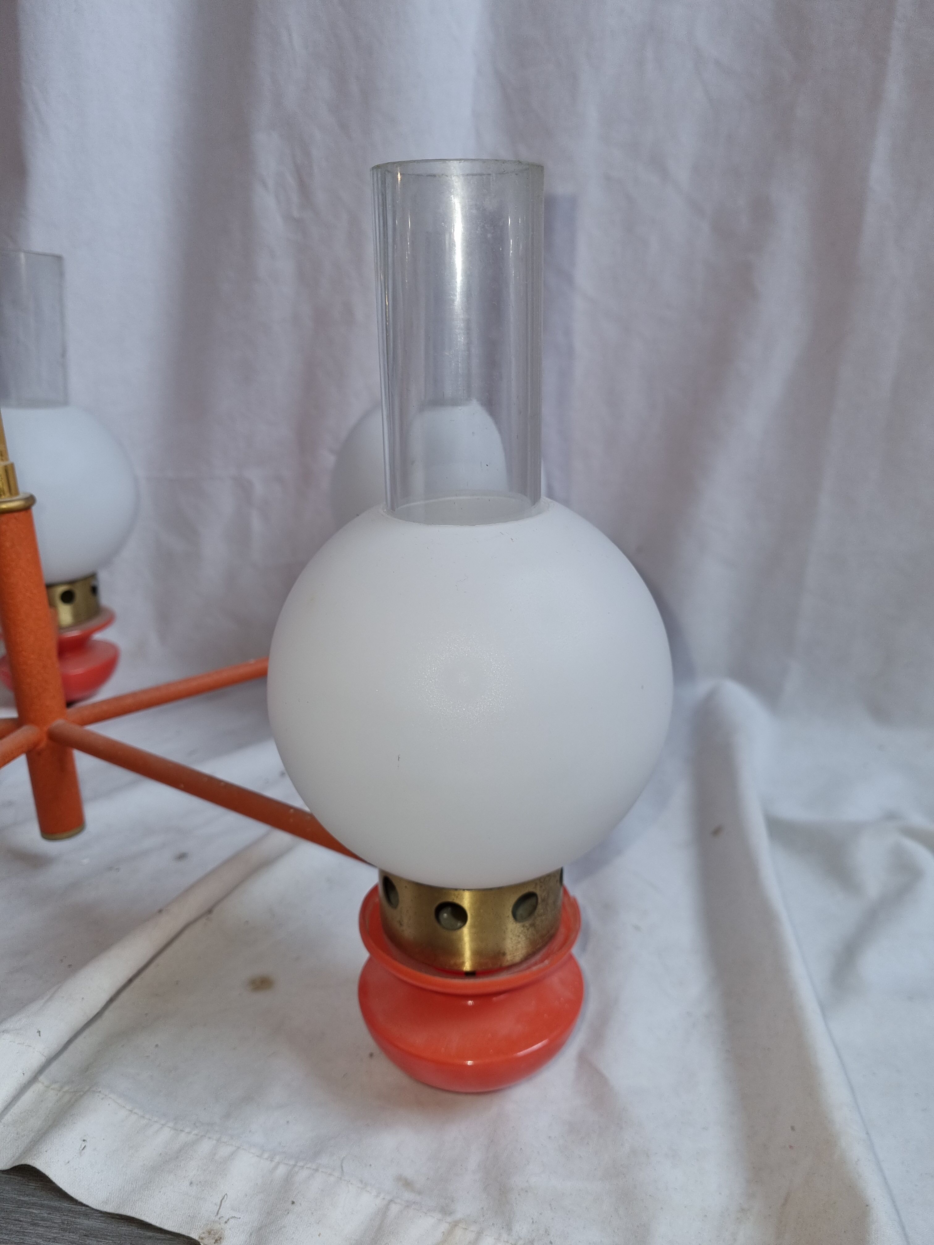 Chandelier 5 burners 1970 opaline