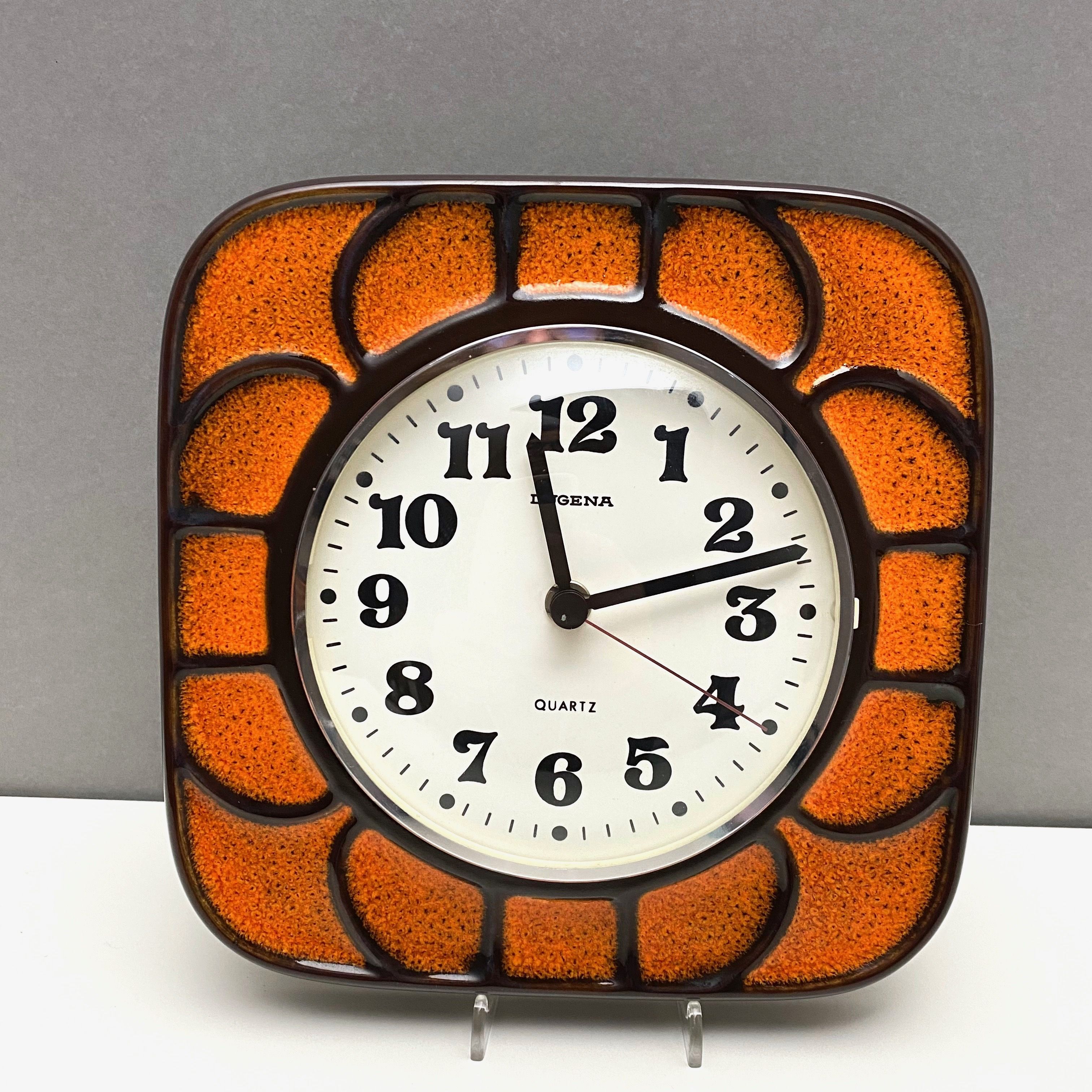 Vintage wall clock Dugena, mid century kitchen clock