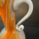 Marbled orange and white glass vase with applied handle – Art Deco