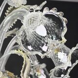 Wonderful large size Venetian chandelier, transparent and gold Murano glass