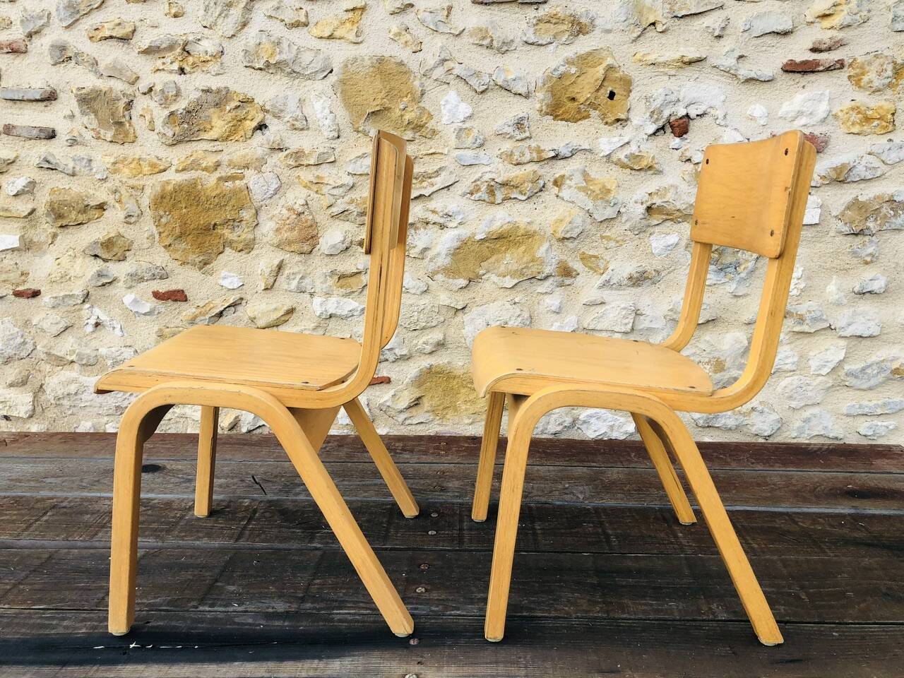 Paire de chaises enfant vintage, bois courbé circa 1950/1950