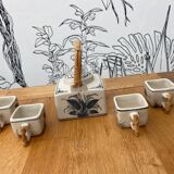 White and blue porcelain tea set