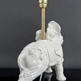 Pair of White Ceramic Sculptural Lamps, Elephants, Italy, 1970
