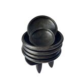 Set of "Kânâh" smoked terracotta dishes with ribbed interior | Ø 17-25-32-40 cm