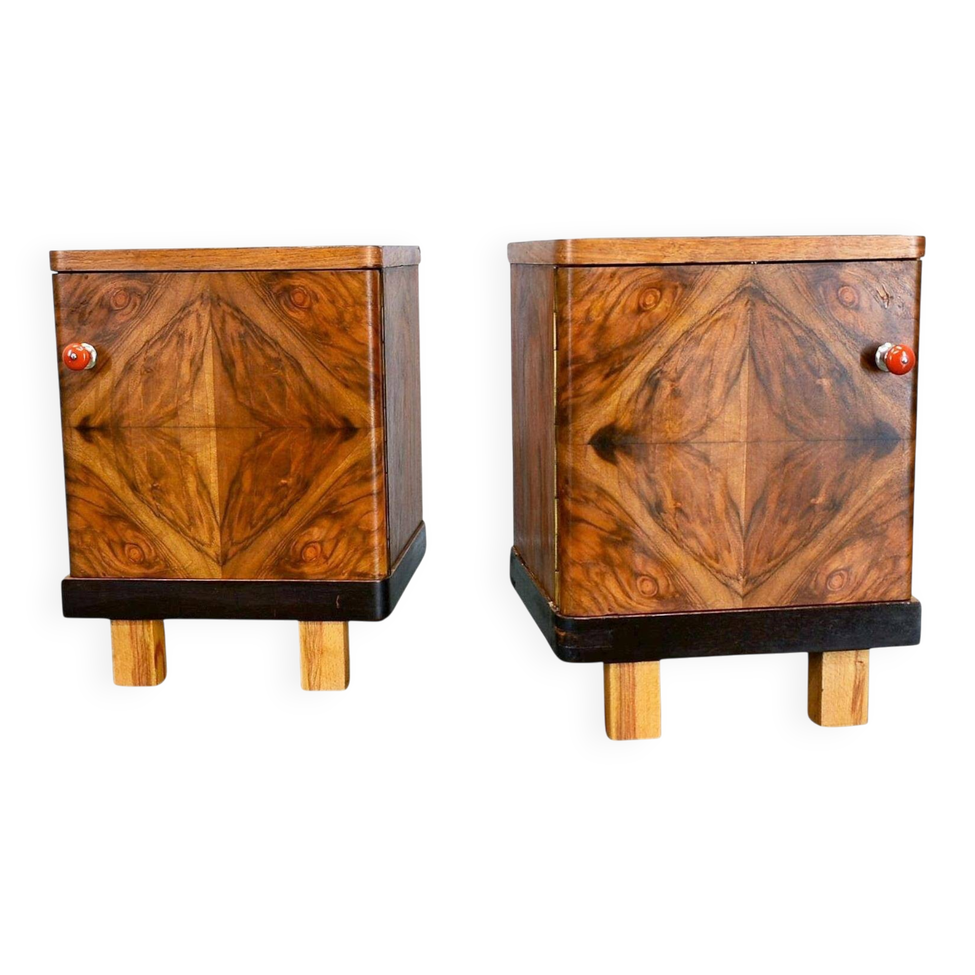 1938s pair of Art Deco bedside tables, Czechoslovakia