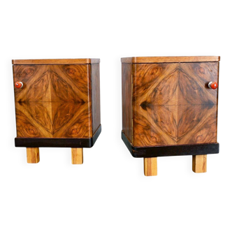 1938s pair of Art Deco bedside tables, Czechoslovakia