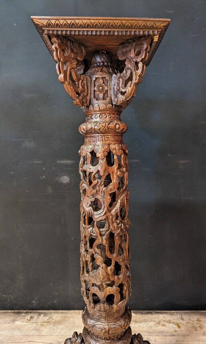 Indochinese tripod stool made of ironwood