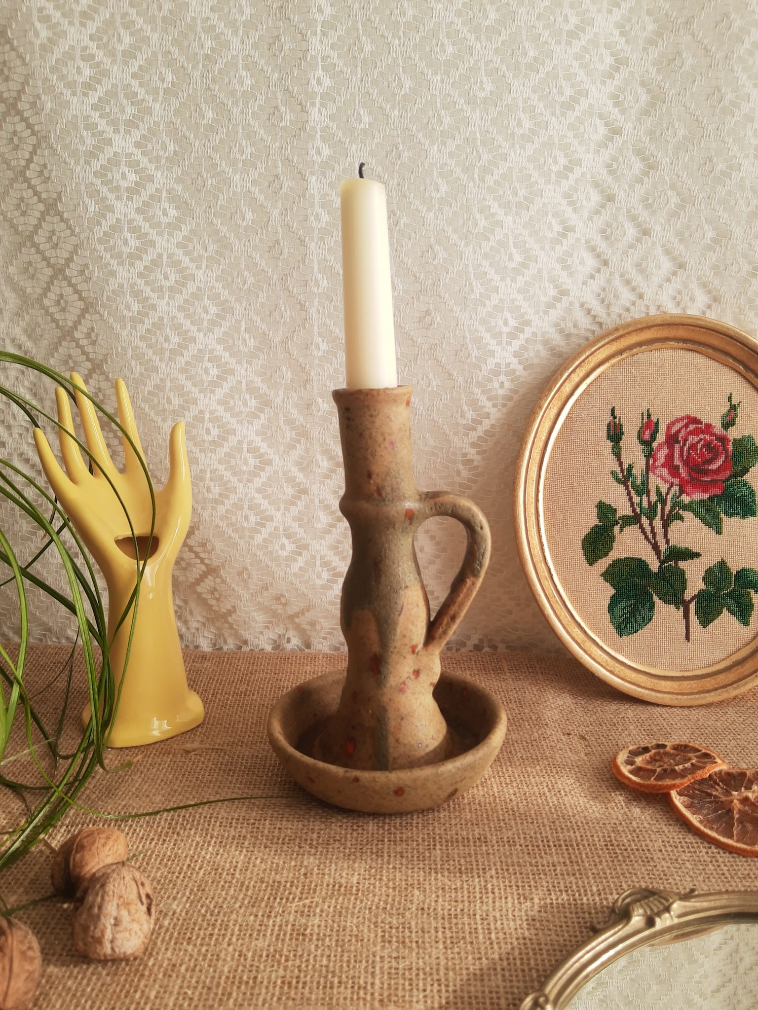 Candle holder terracotta cellar rat Orezza Campo Piano Corsica - Vintage