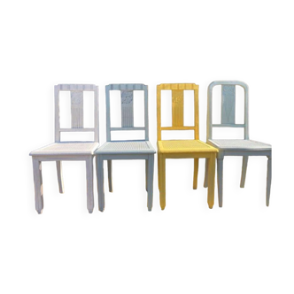 Série de quatre chaises anciennes époque art déco