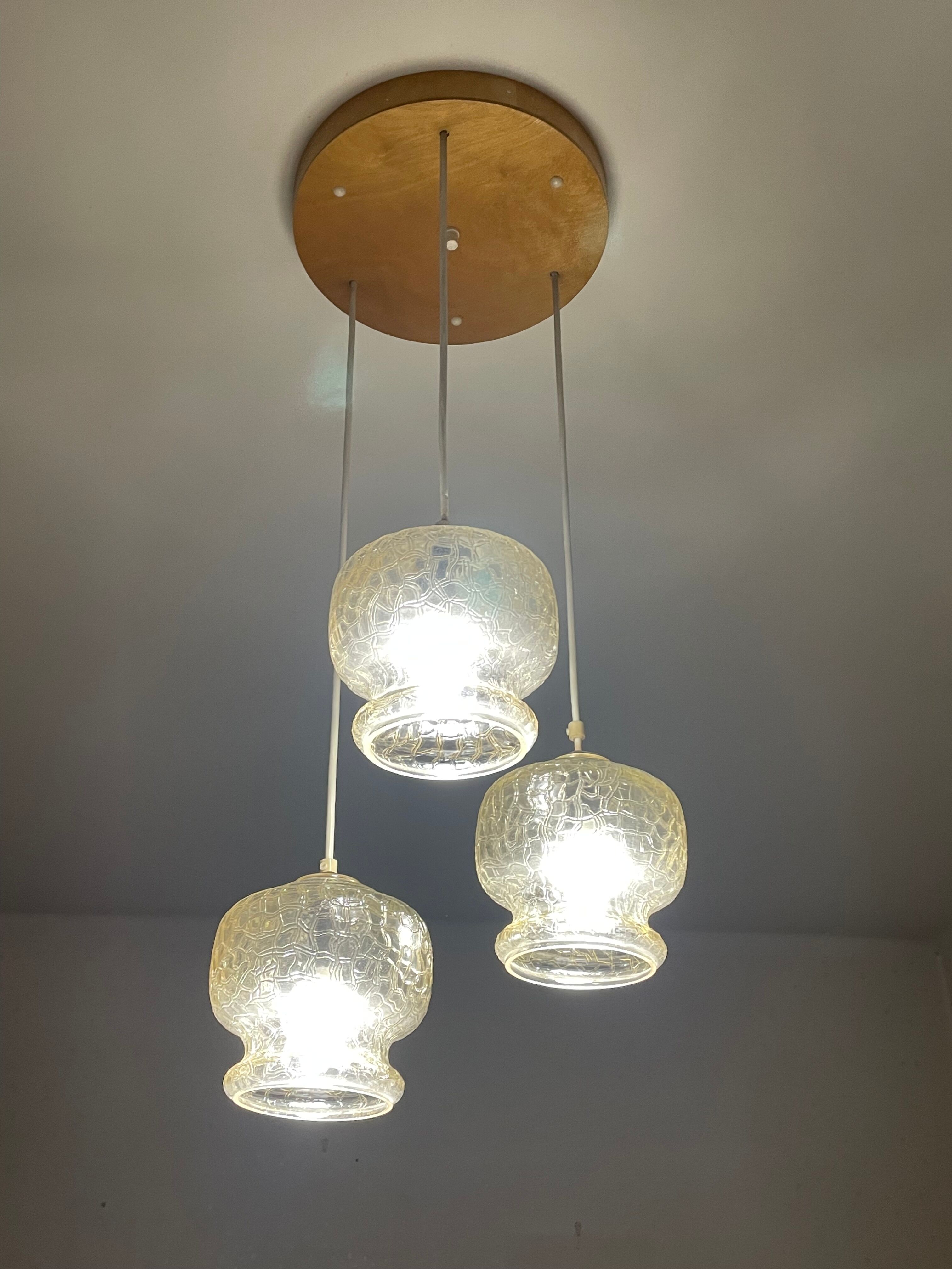Suspension with three glass globes from the 1980s