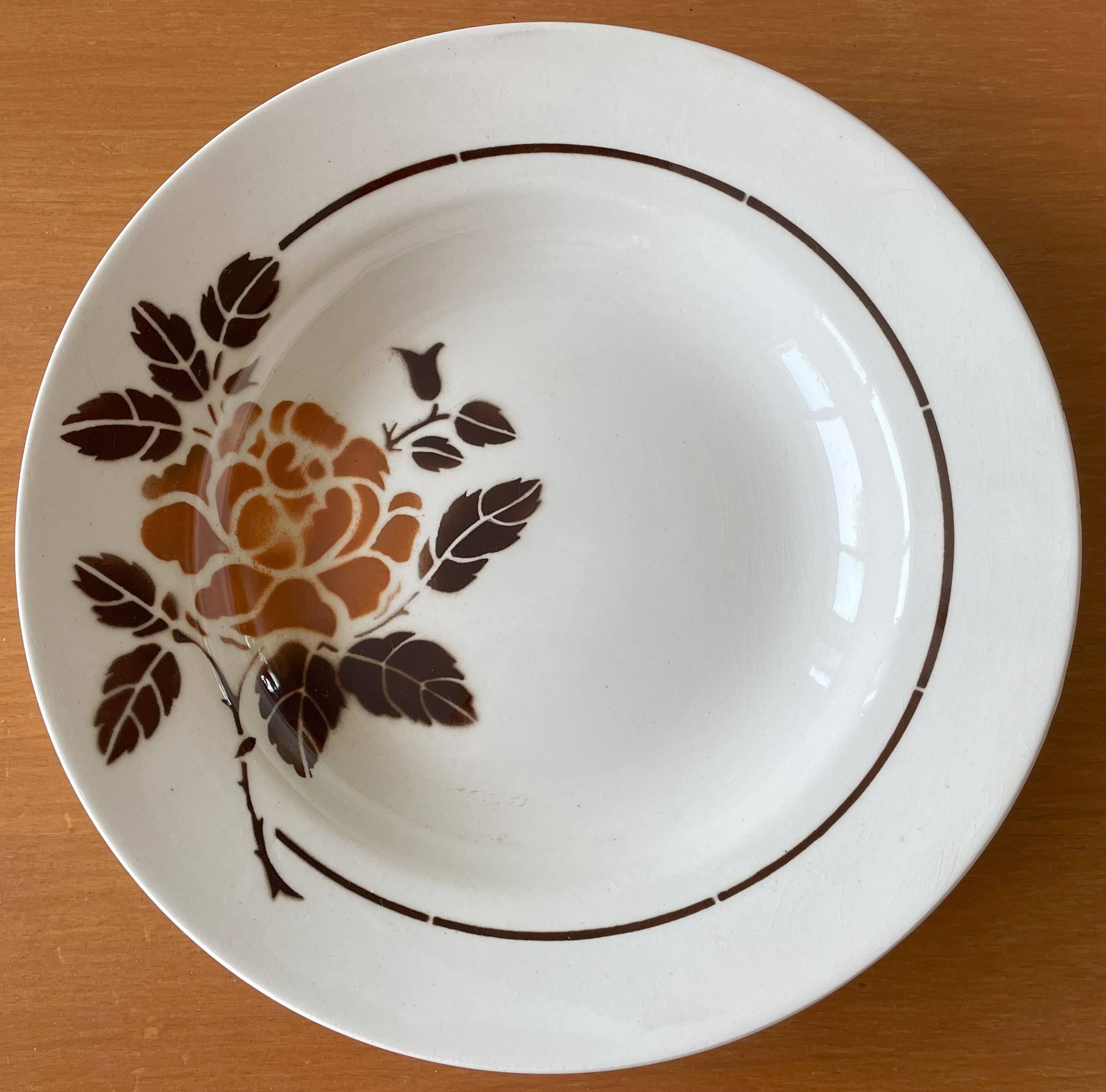 6 old earthenware soup plates from Saint-Amand (North)