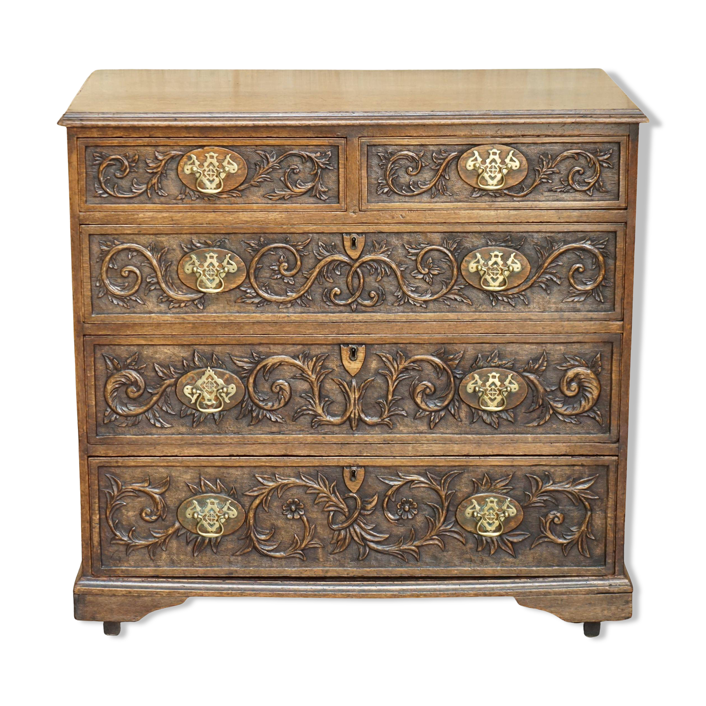 Victorian oak commode finely carved.