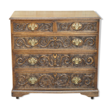 Victorian oak commode finely carved.