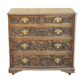 Victorian oak commode finely carved.