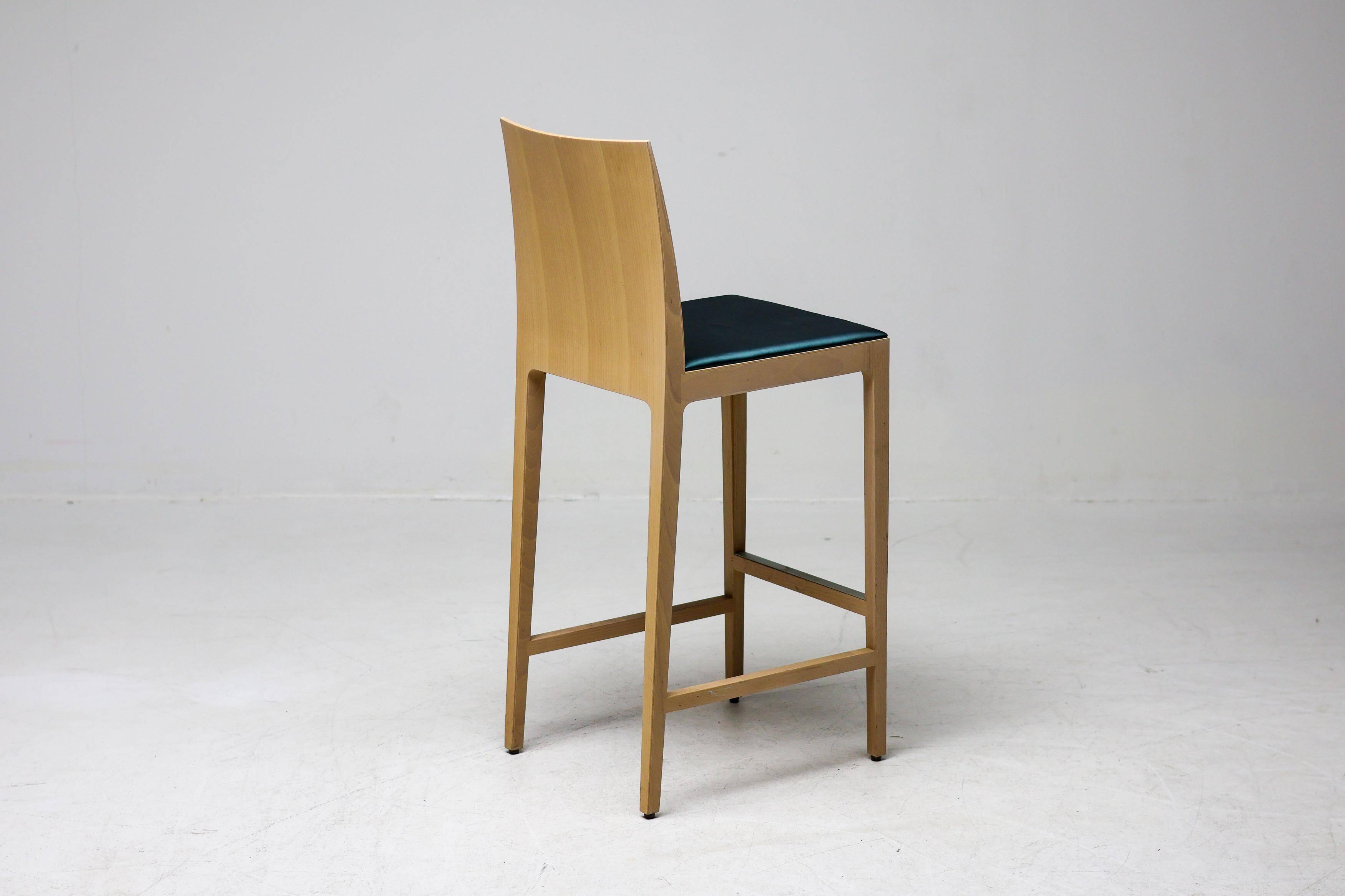 Set of six beech bar stools "Anna" by Crassevig, Italy, 1990s.