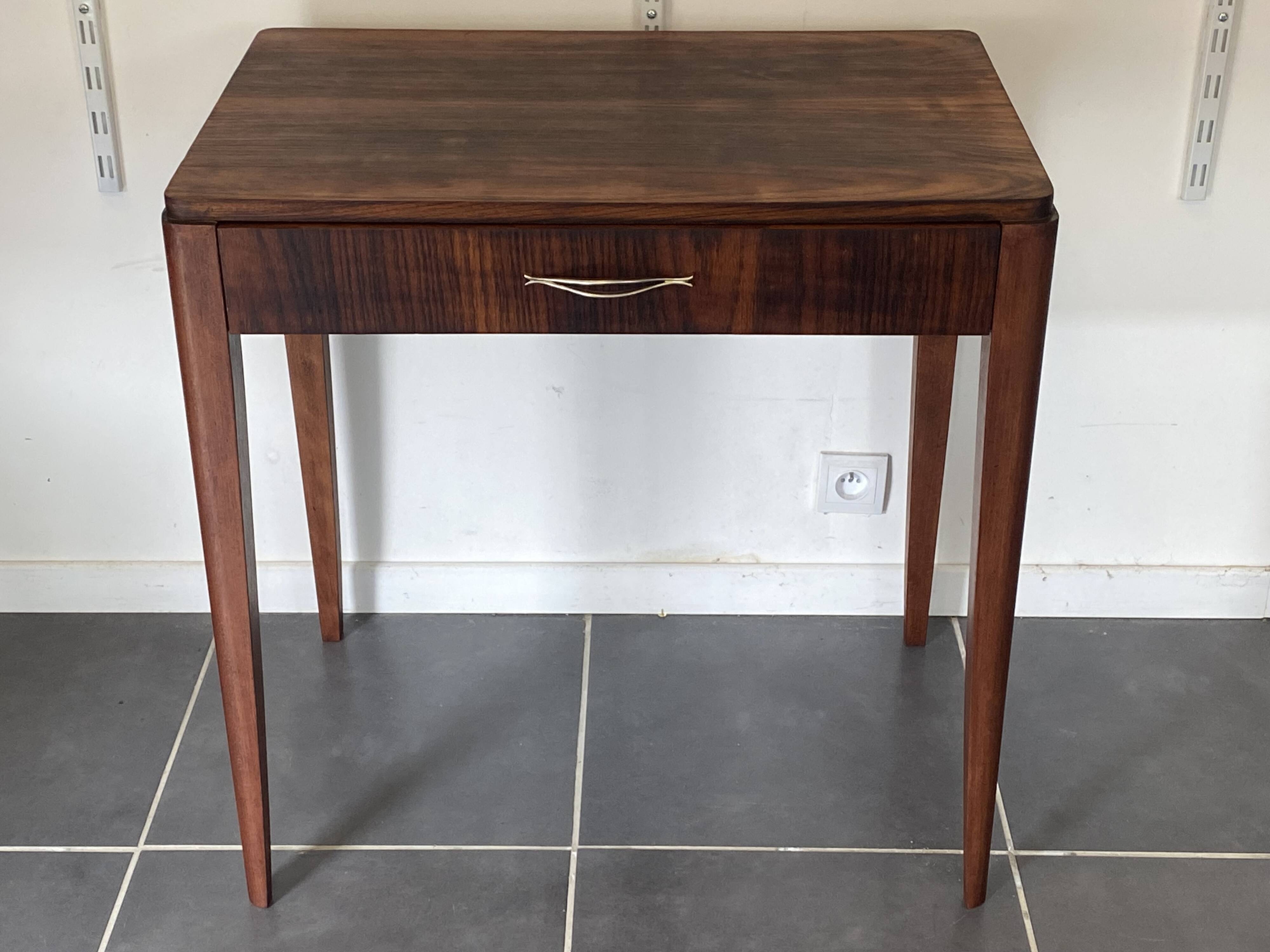 Side table, desk with 1 drawer in rosewood veneer, 1950.