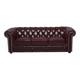 Vintage 3-seater Chesterfield sofa in burgundy leather - teak frame, 1960s.