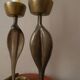 Pair of bronze cobra candlesticks, tribal ethnic decorative object, handcrafted
