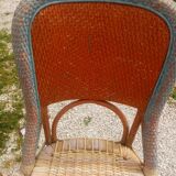 Pair of art deco garden chairs in patinated woven wicker