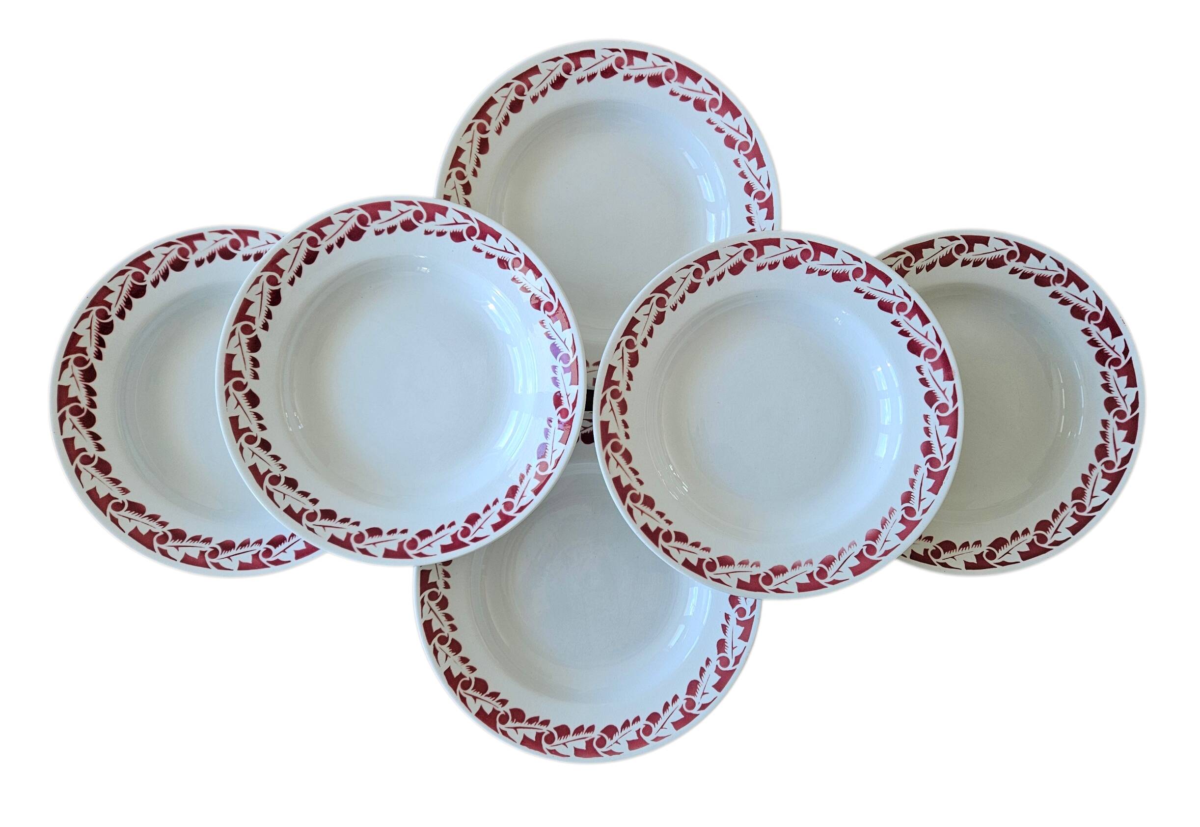 6 large antique deep plates in Saint-Amand earthenware (Nord)