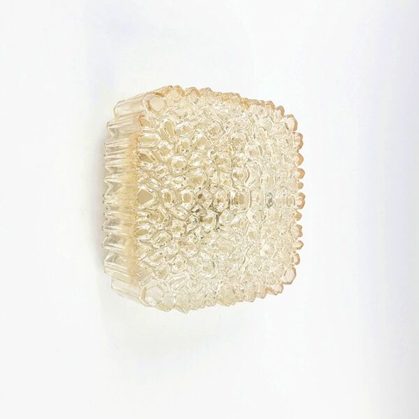 Lustre en verre ambre du milieu du siècle par Helena Tynell pour Limburg, Allemagne, années 1970.