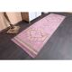 Vintage Turkish Hand-Knotted Wool Cotton Pink Runner Rug 91x288