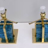 Pair of Contemporary Murano Glass and Brass Table Lamps