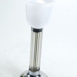 Chrome Art Deco lamp, glass rods and opaline tulip