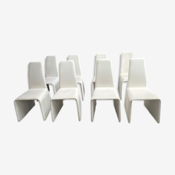 Lot 8 chaises cuir blanc