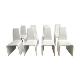 Lot 8 chaises cuir blanc