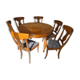 Table extensible et 6 chaises en merisier, Roche-Bobois Les Provinciales modèle orangerie