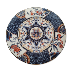 Plat rond en porcelaine - bleu motifs