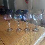 4 Murano crystal wine glasses