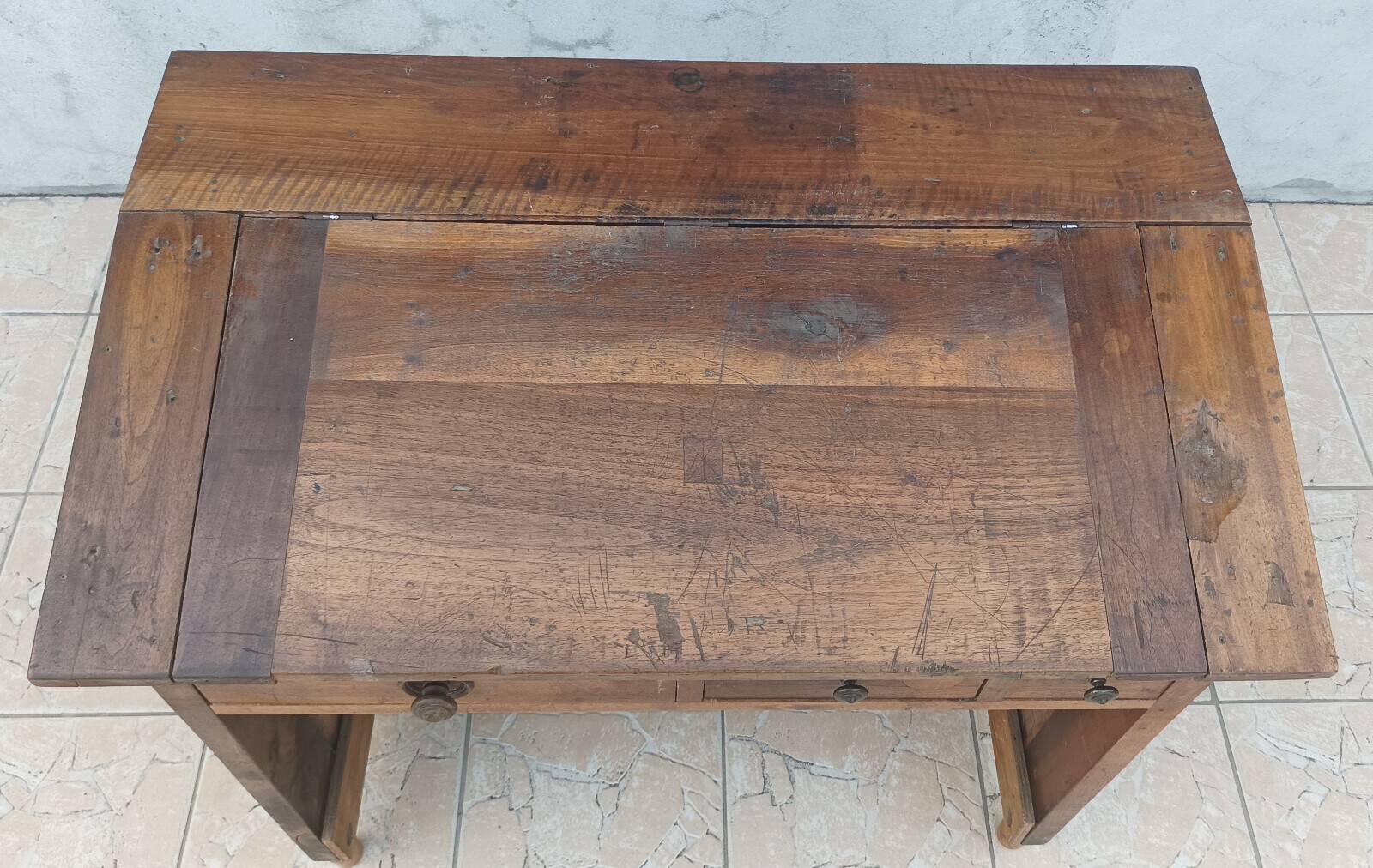 19th-century walnut writing desk.