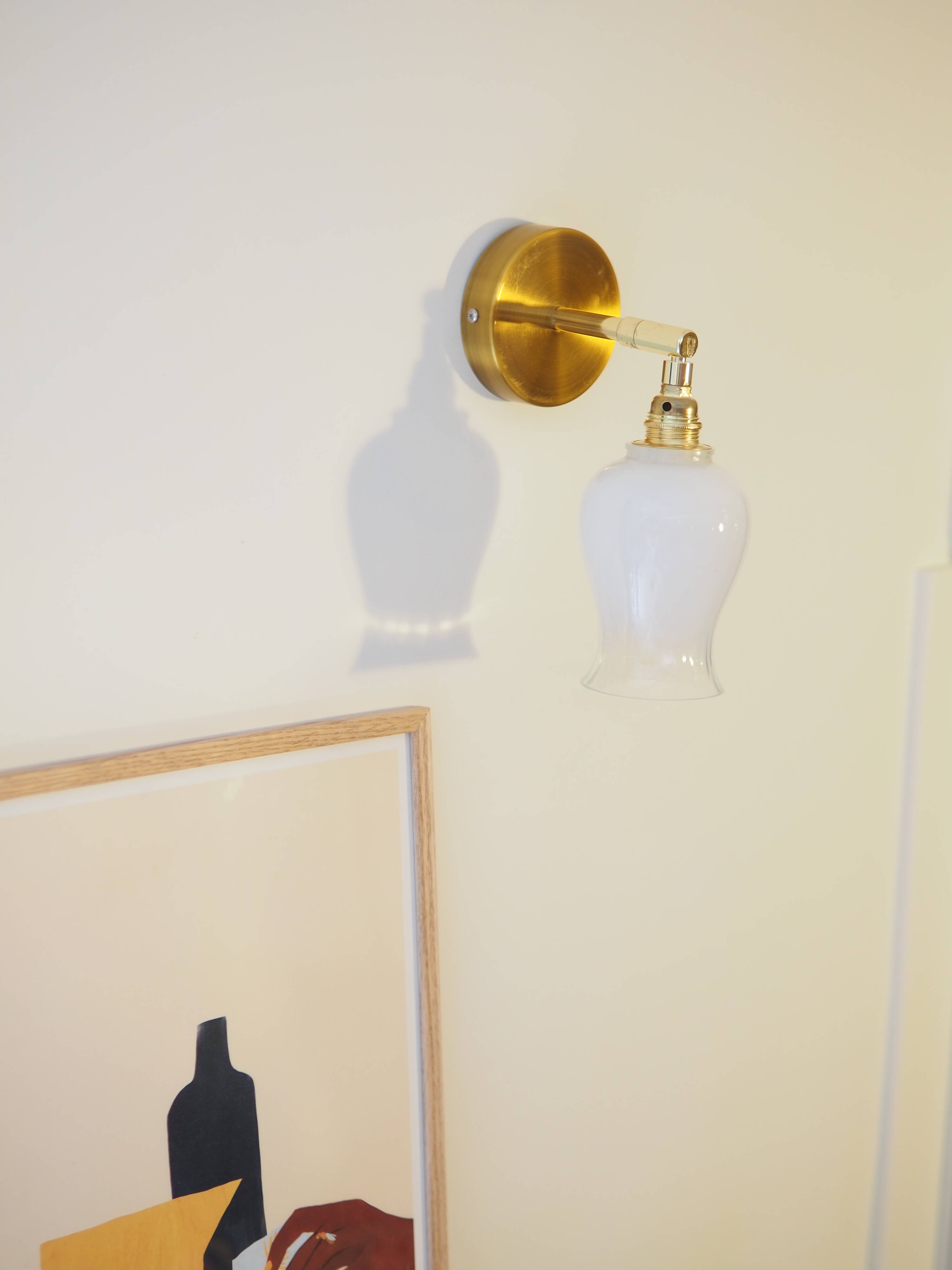 Wall light - White opal and brass