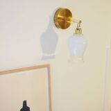 Wall light - White opal and brass