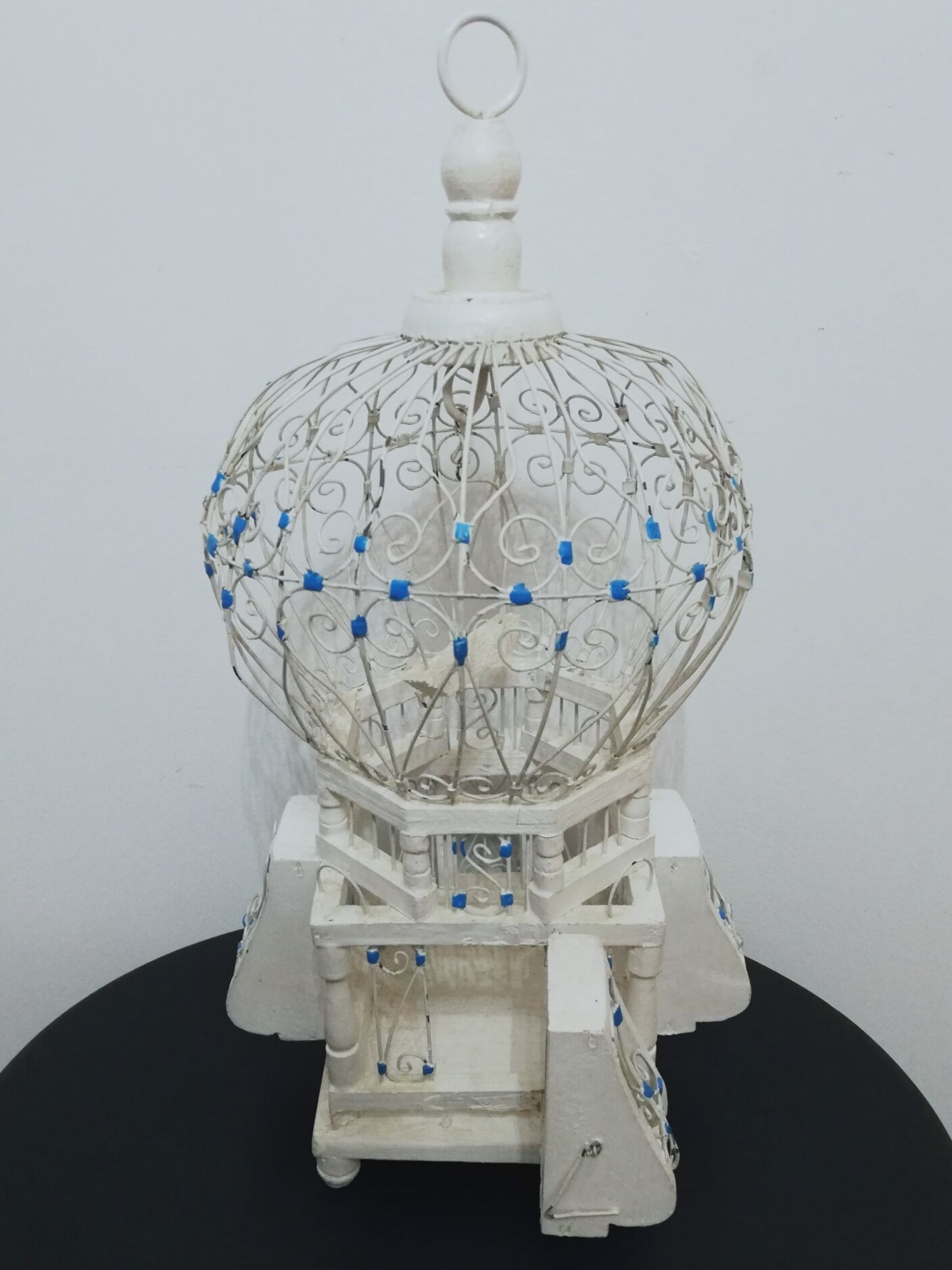 Old metal and wood bird cage